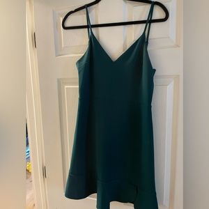 Express ruffle size small emerald green holiday dress